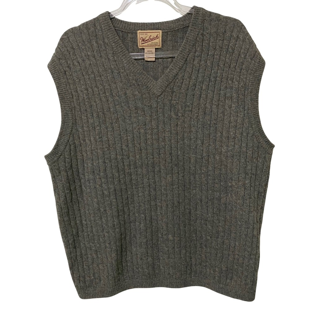 Vtg 80s 90s Woolrich Grandpa Sweater Vest XL Cable Knit V-neck Preppy Heritage